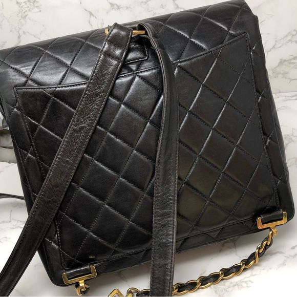 CHANEL Vintage 24K Gold Lambskin Leather Metalasse Quilted Backpack main image 6